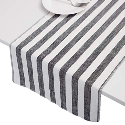 Nupuyai Stripe Table Runner for Party Wedding Decorative Table Runner for Home Dining Coffee Table 157cm Black - Image 2