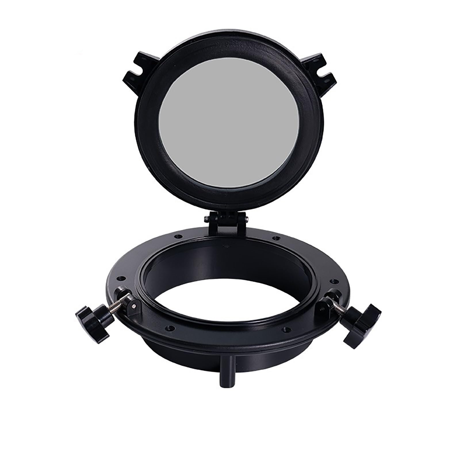 Redondo Vaso Ventana del Cobertizo, Ventana De Ventilación Empotrada, Ventanas Vidrio Templado Aislamiento Y Ventilación Abatibles,para baño, granero, garaje(Black,26cm/10.3in)