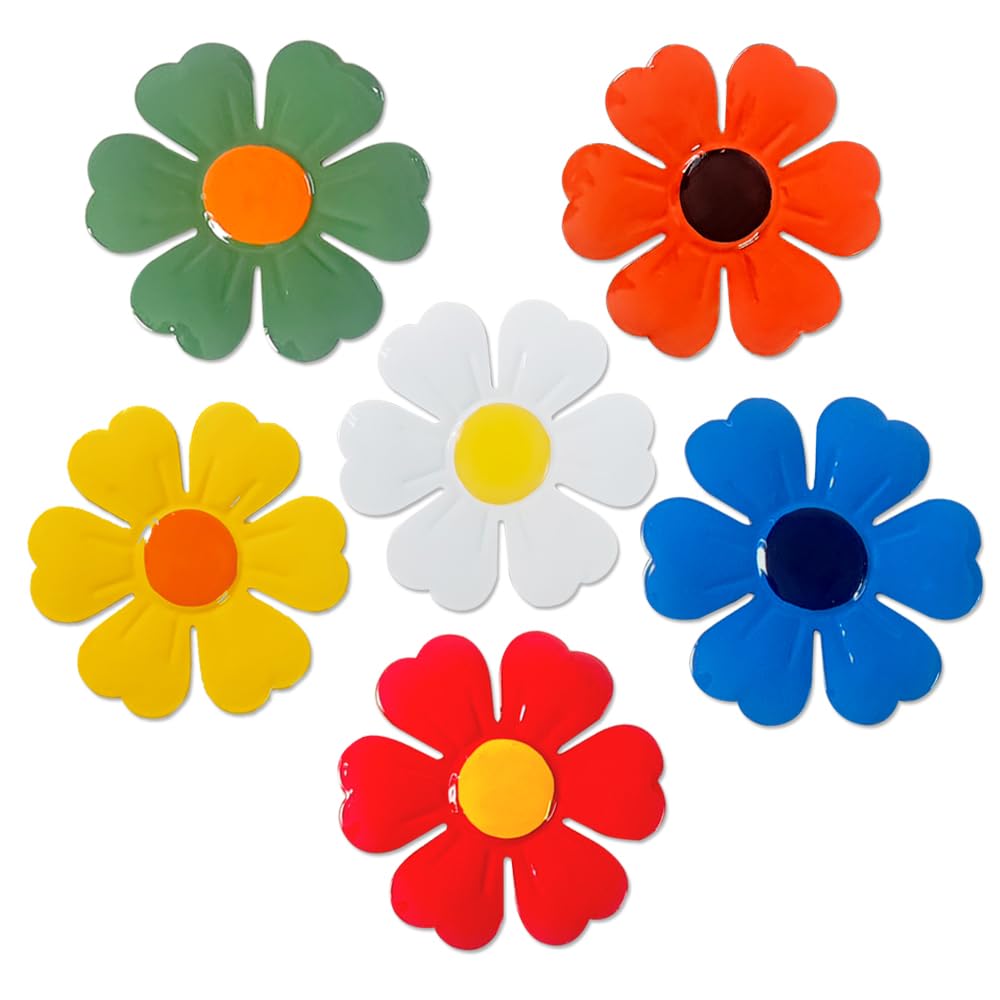 Tsilin 6 Pcs Multicolored Metal Flowers Garden Decor,Heart-Shaped Leaves flower Statues Wall Art Decor Sunflower Hanging Ornament for Indoor Outdoor