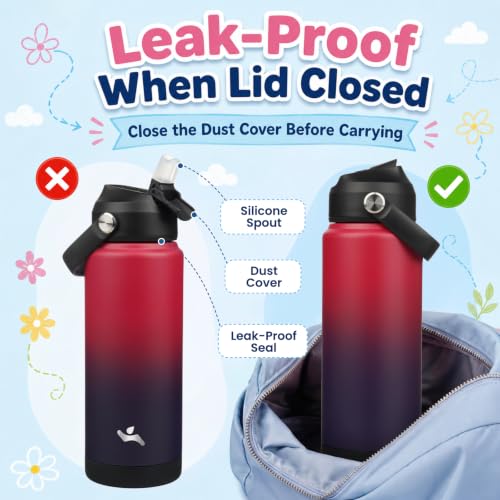 Image of Konokyo 24 oz Insulated Stainless Steel Sports Water Bottle with Straw Lid