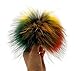 5” Diameter Fur Pom Pom with Press Snap Button for Knitted Hat Beanie Hats (Colorful)
