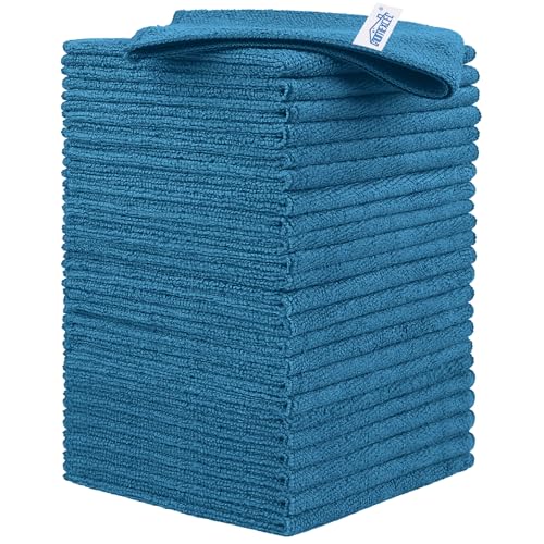 Image of HOMEXCEL Navy Blue Microfiber Cleaning Cloth, 24 Pack Cleaning Towels for Kitchen, Lint Free, Scratch-Free, Highly Absorbent, and Reusable Cleaning Rags for House, Window, Cars, 11.5 X11.5 inch