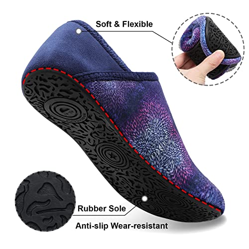 Image of Fires Womens Mens Slippers with Rubber Sole Soft-Lightweight House Slipper Socks Around House Shoes Non Slip Indoor /Outdoor