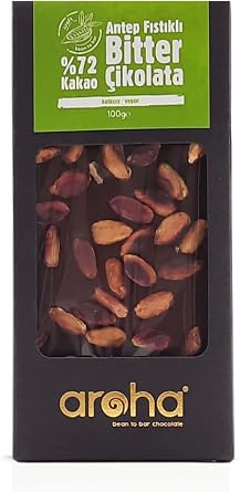 Aroha 72% Cocoa Pistachio Dark Chocolate 100 g