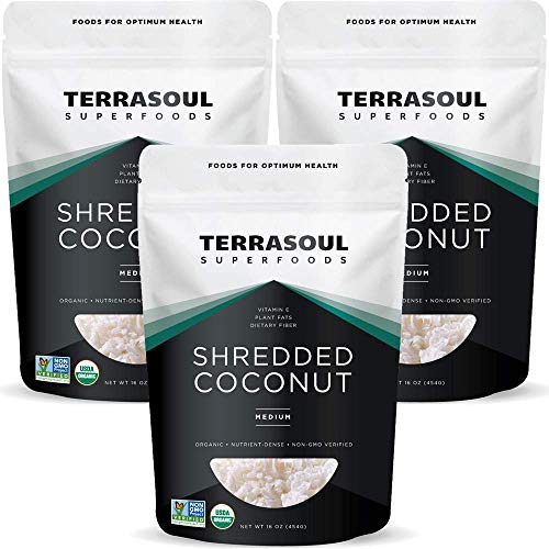 Terrasoul Superfoods Organic Coconut Flakes, 3 Lbs (3 Pack) - Medium Flakes |