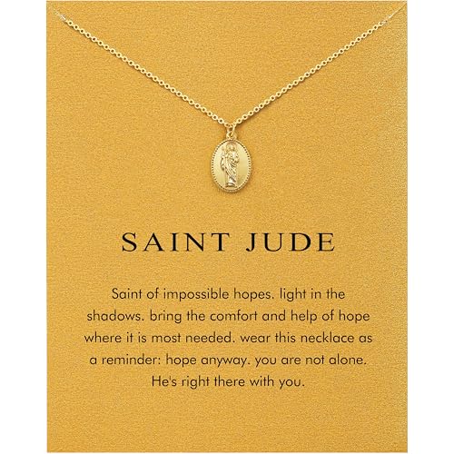 OBSUN Saint St Jude Medal Necklace for Women St Jude Pendant Catholic Christian Religious Baptism Gifts