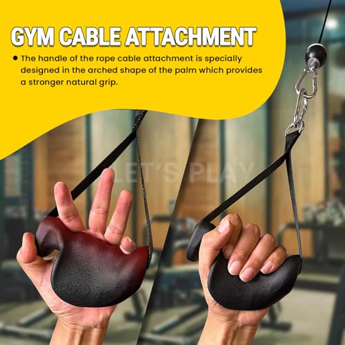 Image of LET'S PLAY Ergonomic Gym Handles, D Handle Grip, Cable Machine Handles for T-Row, Pullers, Gym Handles for Cables, Strength Trainers and Tricep Exercise Machine Attachment (Set of 2)