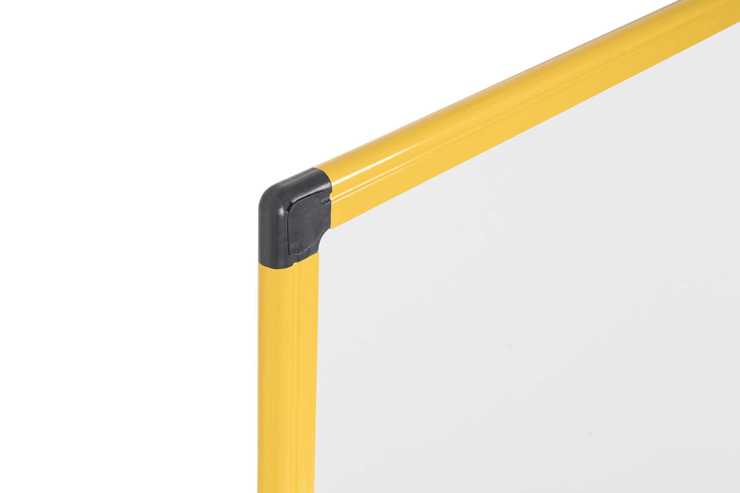 Bi-Office Whiteboard Ultrabrite z żółtą aluminiową ramą i półką na długopisy – magnetyczna, 90 x 60 cm z żółtą aluminiową ramą i półką na długopisy