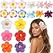 Glitinsel 18 Pcs Hawaiian Flower Hair Clips for Women Plumeria Hibiscus Hairpins 3.5 Inch Artificial Tropical Flower Hair Accessories for Seaside Beach Vacation Hawaiian Bridal Wedding (Elegant)