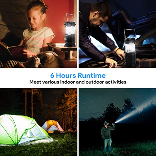 Joryama 2 Pack Collapsible Portable Led Camping Lanterns Solar Usb Rechargeable Flashlight Survival Kits For Indoor Outdoor Home Emergency Light Power Outages Hiking Hurricane #TOP6