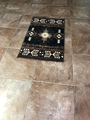 Southwest Native American Area Rug Mat Black Design C318 (2 Feet X 3 Feet 4 Inch ) #TOP5