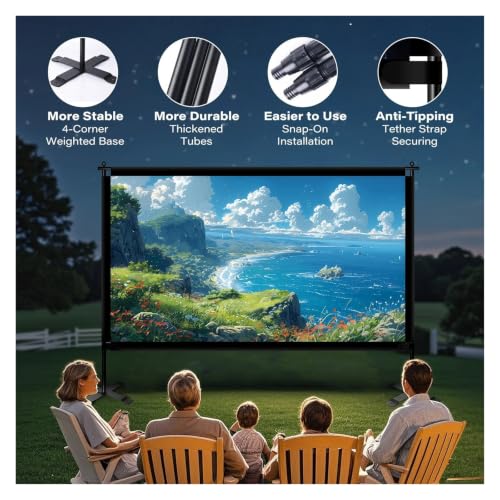 Pantalla de proyector portátil 4K HD con soporte de gran estabilidad 6