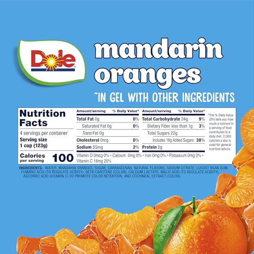 Image of Dole Fruit Bowls Mandarins, 4.3oz, 36 Total Cups | In Orange Flavored Gel Snacks, Gluten & Dairy Free, Bulk Lunch Snacks for Kids & Adults