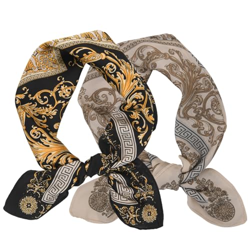 Satin Bandanas Head Scarves - 2PCS Silk Like Neck Scarf Hair Sleeping Fashion Wraps Satin Silk Scarfs for Women4