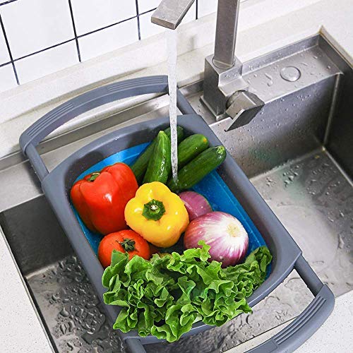Kitchen Collapsible Colander,Colander Collapsible Silicone,Colander Strainer Over The Sink Vegetable, Fruit Colanders Strainers