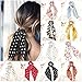 Produktbild Benature 10 PCs Elastisches Scrunchie Chiffon Bowknot Haarband Vintage Floral Schal Haargummis Pferdeschwanz Halter mit Tupfen Haarschmuck Seile für Frauen Bohemian Tuch/Haarband