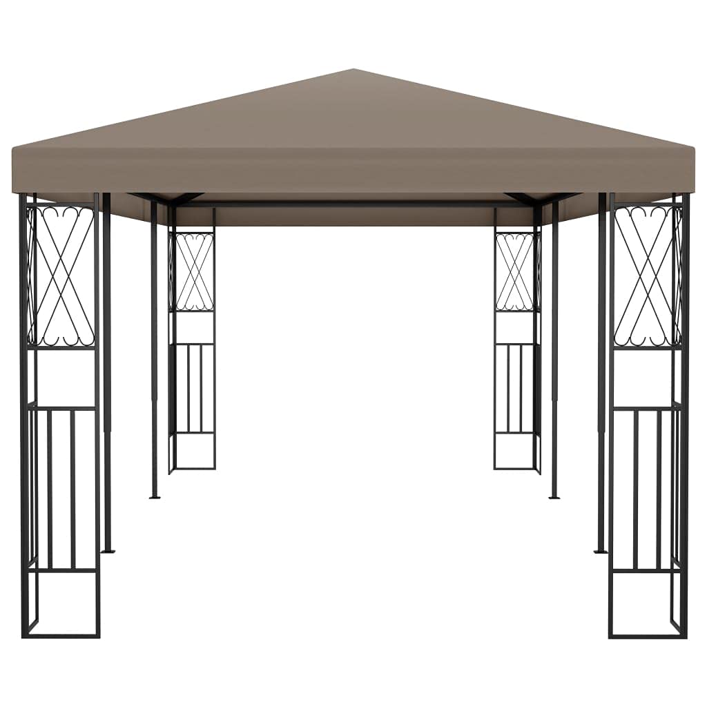 Pawilon 6 x 3 m, kolor taupe, materiał ze stalową ramą, namiot ogrodowy i składany pawilon na taras, do ogrodu, na imprezę i grill, z ochroną przed deszczem, ochroną przed słońcem i dekoracyjnym