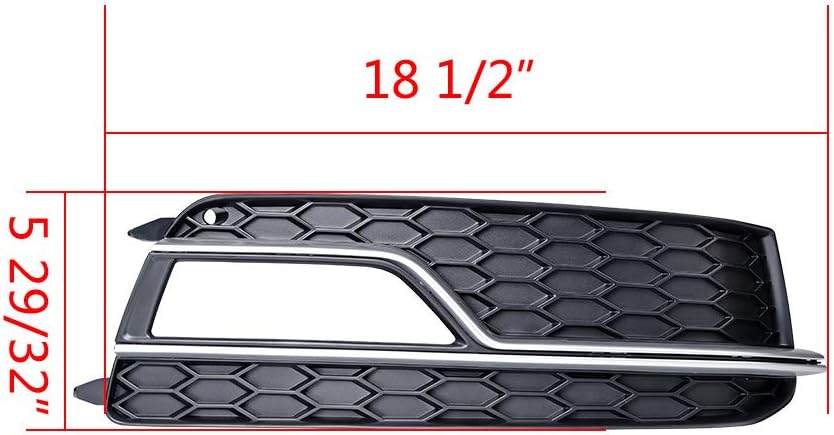AstraDepot Compatible with 2013-2016 Audi A5 S-Line / S5 Front Honeycomb Hex Mesh Foglight Open Vent Grill Intake Cover (Matte Black-Chrome Trim)