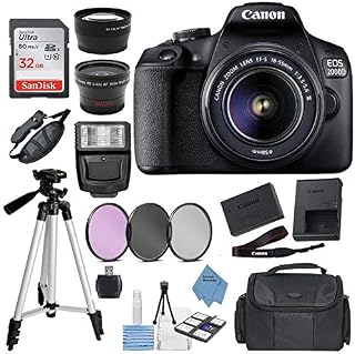 Canon EOS 2000D Digital SLR Camera w/ 18-55MM DC III Lens Kit (Black)