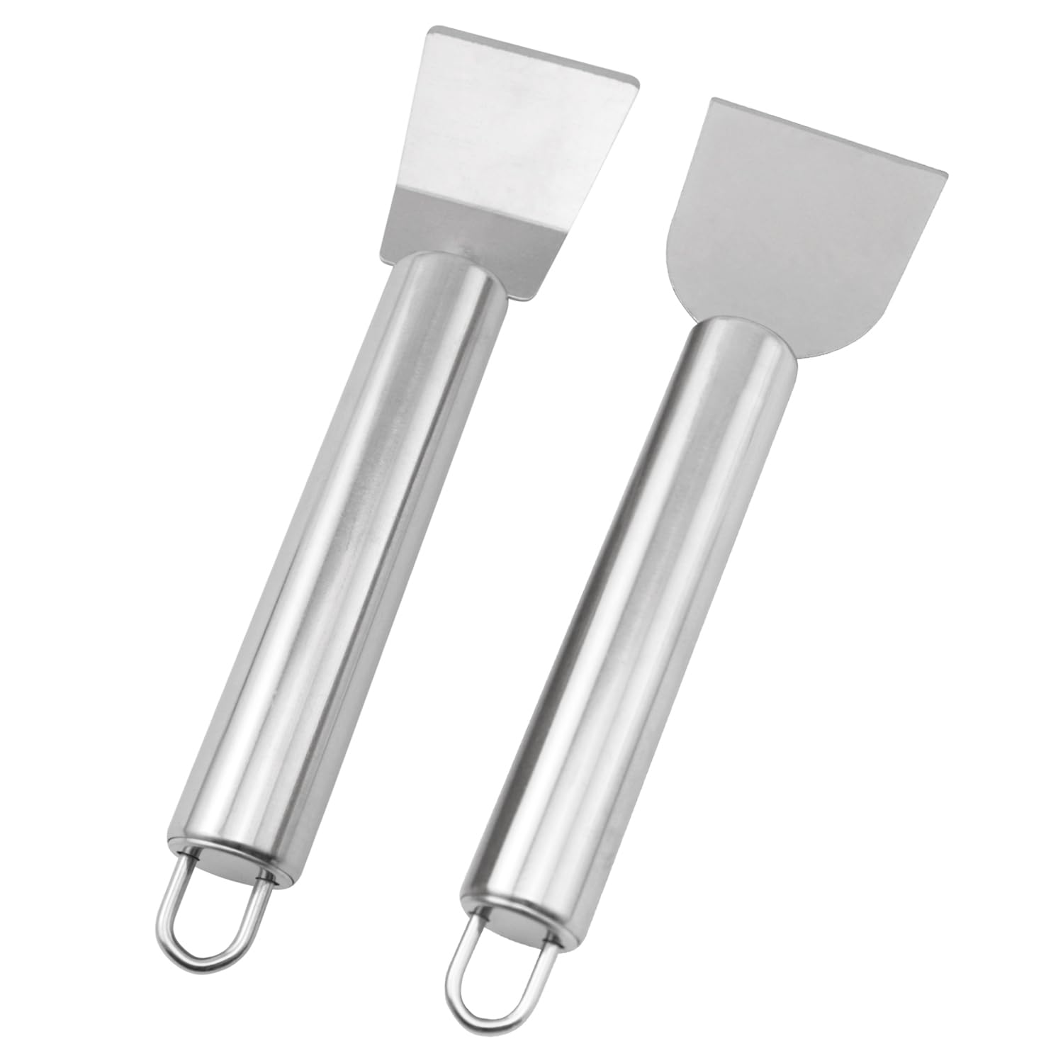 yyangz 2PCS Stainless Steel Small Cleaning Spatula Multifunctional Kitchen Household Gadgets Refrigerator Defrosting Ice Scoop Round Handle Grease