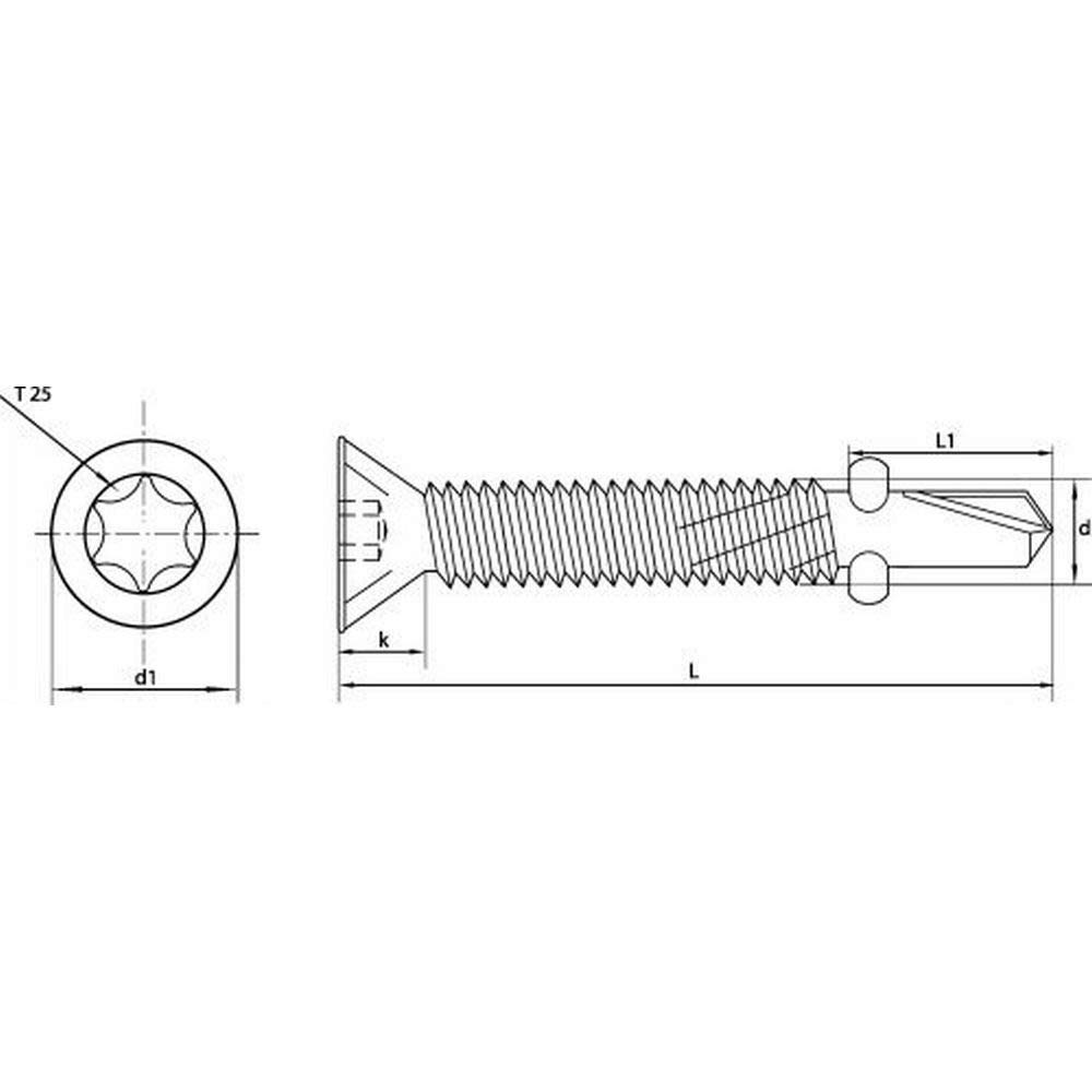 100 tornillos de cabeza avellanada 5,5 x 85 Bi-Metall A2 Torx punta de perforación N°5
