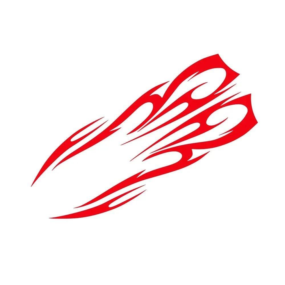 Car Engine Hood Stripe Sticker Flame Pattern Racing Sports Auto Body Bumper Vinyl Decal Modified(Glossy Red)