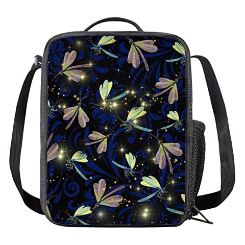 COEQINE Lonchera aislada con estampado de libélula para niños Cover