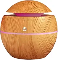 Umidificador de Ar Difusor de Aromas Ultrassônico 130ml - Óleos Essenciais, Luz LED, Bivolt - Silencioso e Portátil para Casa e Escritório (Madeira Claro)