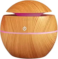 Umidificador de Ar Difusor de Aromas Ultrassônico 130ml - Óleos Essenciais, Luz LED, Bivolt - Silencioso e Portátil para Casa e Escritório (Madeira Claro)