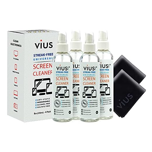 Screen Cleaner – vius Premium Screen Cleaner Spray for LCD LED TVs, Laptops, Tablets, Monitors, Phones, and Other Electronic Screens - Gently Cleans Fingerprints, Dust, Oil (8oz 4-Pack)