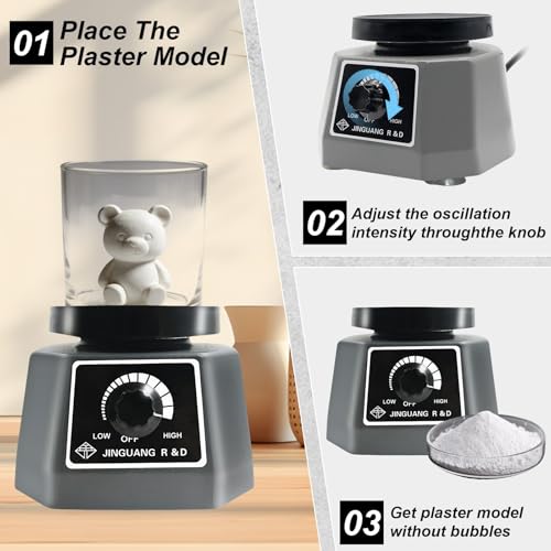 Rüttelplatte Gips 4\ Dental Oszillator Gips, 220V 100W Gipsrüttler Rüttelplatte Elektrisch, Einstellbare Geschwindigkeit Dentalrüttler Vibrationsplatte Gips für Mischen von Gips, Gussmodell