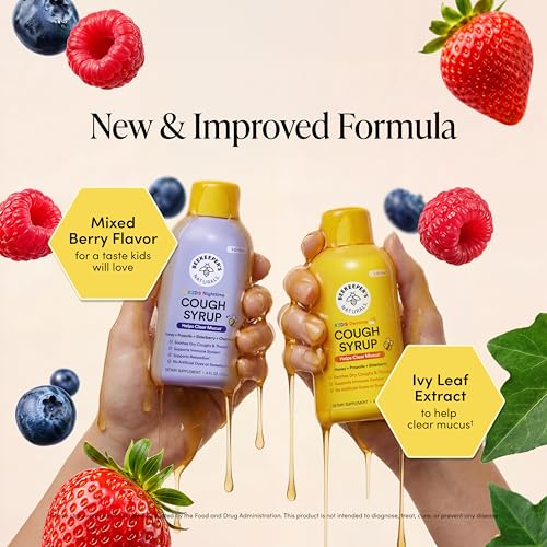 Image of Beekeeper's Naturals Kid's Cough Syrup Value Pack 2-Pack 4 fl oz Each | Value Pack, Immune Support with Elderberry, Vitamin C, D, Propolis & Raw Honey, Soothing, Clean Ingredients