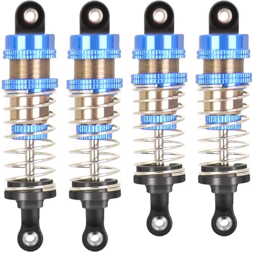 RcThjia Oiled Shocks Upgraded 66mm/72mm Aluminum Oil Shock Absorber Set for 1/12 1/14 1/16 RC Cars - Compatible with WLtoys 144001, 124019, MJX 16208, HBX & More
