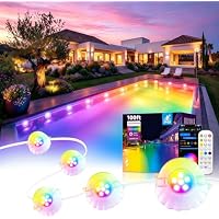 Ahawill 100-Feet IP68 Waterproof LED String RGB Pool Lights with Remote & App Control, 44 Modes (Red, Green, Blue)