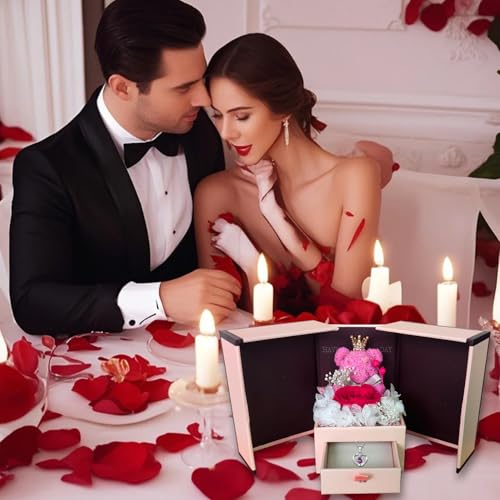 Rose éternelle avec collier I Love You pour la Saint-Valentin - 5