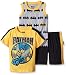 DC Comics Little Boys 3 Piece Batman T-Shirt Muscle T-Shirt and Shorts Set, Yellow, 4T