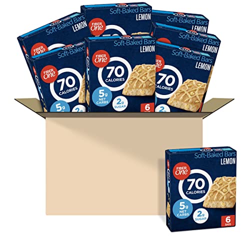 Fiber One 70 Calorie Soft-Baked Bars, Lemon, Snack Bars, 6 ct (Pack of 8)