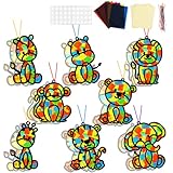 32 Sets Woodland Animal Suncatchers Craft Kit DIY Window Stained Glass Effect Forest Jungle Animals Paper Craft Home School Classroom Decoration Kid Birthday Gift Creative Art Project Activity Game