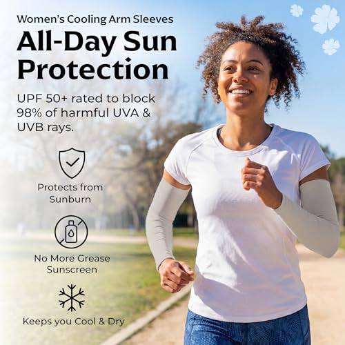 Image of SportsTrail Cooling Arm Sleeves for Men & Women - Breathable, UV Sun Protection, Sports Arm Sleeves for Women, Men & Youth