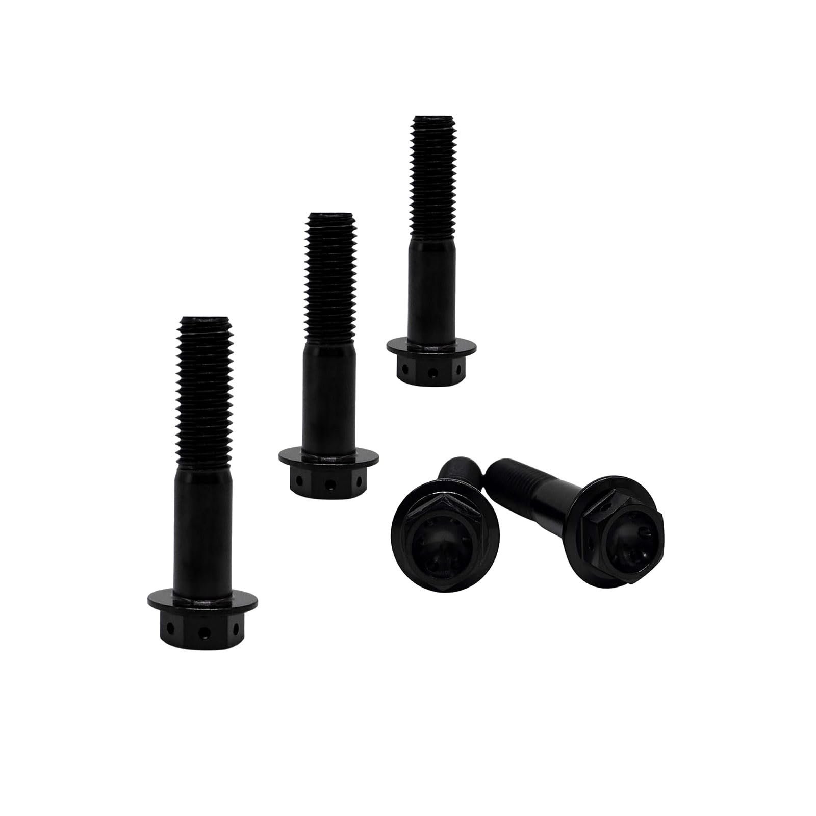 RISON-Titanium Lot de 5 Boulons en Titane avec Bride M8x1.25x50mm, Boulons à Tête Hexagonale avec Flange, Vis Hexagonales Rondelle à Bride en Titane GR5 Vis de Fixation pour Moto, Vélo