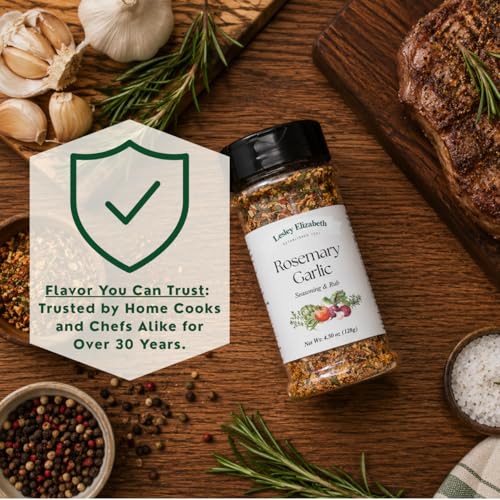 Image of Lesley Elizabeth Rosemary & Garlic Rub - All-Purpose Herb & Garlic Seasoning Blend | Gourmet Grill & Cooking Spice for Chicken, Beef, Pork, Seafood & Vegetables