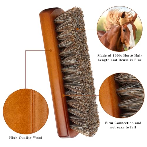 Shoe Brush, Horsehair Shoe Brush Shoe Cleaning Brush Boot Brush for Leather, Shoe Brushes Shoe Shine Brush Brush Shoe Polish Brush for Cleaning and Care Leather Shoes Clean Dauber Applicators - Thumbnail 2