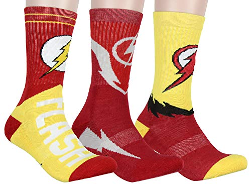 DC Comics The Flash Superhero Logo Athletic Crew Socks 3 Pair Pack For Men