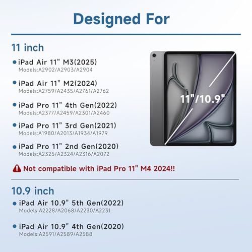 Image of BLUTLOTUS iPad 10.9 Air 5th /4th Gen Case with Keyboard, Pro 11 1st /2nd /3rd /4th, 360 Rotatable Case with Pencil Holder, 7 Color Backlit Wireless Detachable Keyboard Tablet Cover (Black)