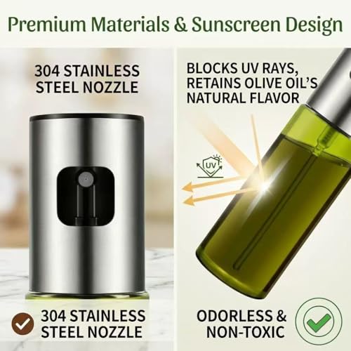 Image of Oil Sprayer for Cooking - Olive & Avocado Oil Spray Bottle, 100ml Food Grade Glass Mister with Adjustable Nozzle for Kitchen Gadgets, Air Fryer, Salad, Frying, BBQ (2PCS)