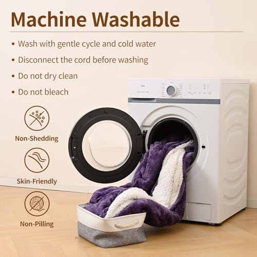 Image of Bearhug Electric Blanket King Size 100 inch x 90 inch, Dual Controller Heated Blanket, Velvet & Sherpa, 10-Heating Level & 0.5-12H Auto Off, Over-Heat Protect, ETL, Machine Washable