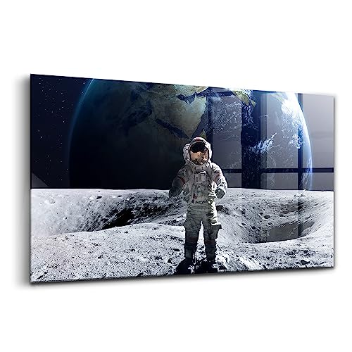Image verre colore lumineux Wallfluent deco astronaute lune salon