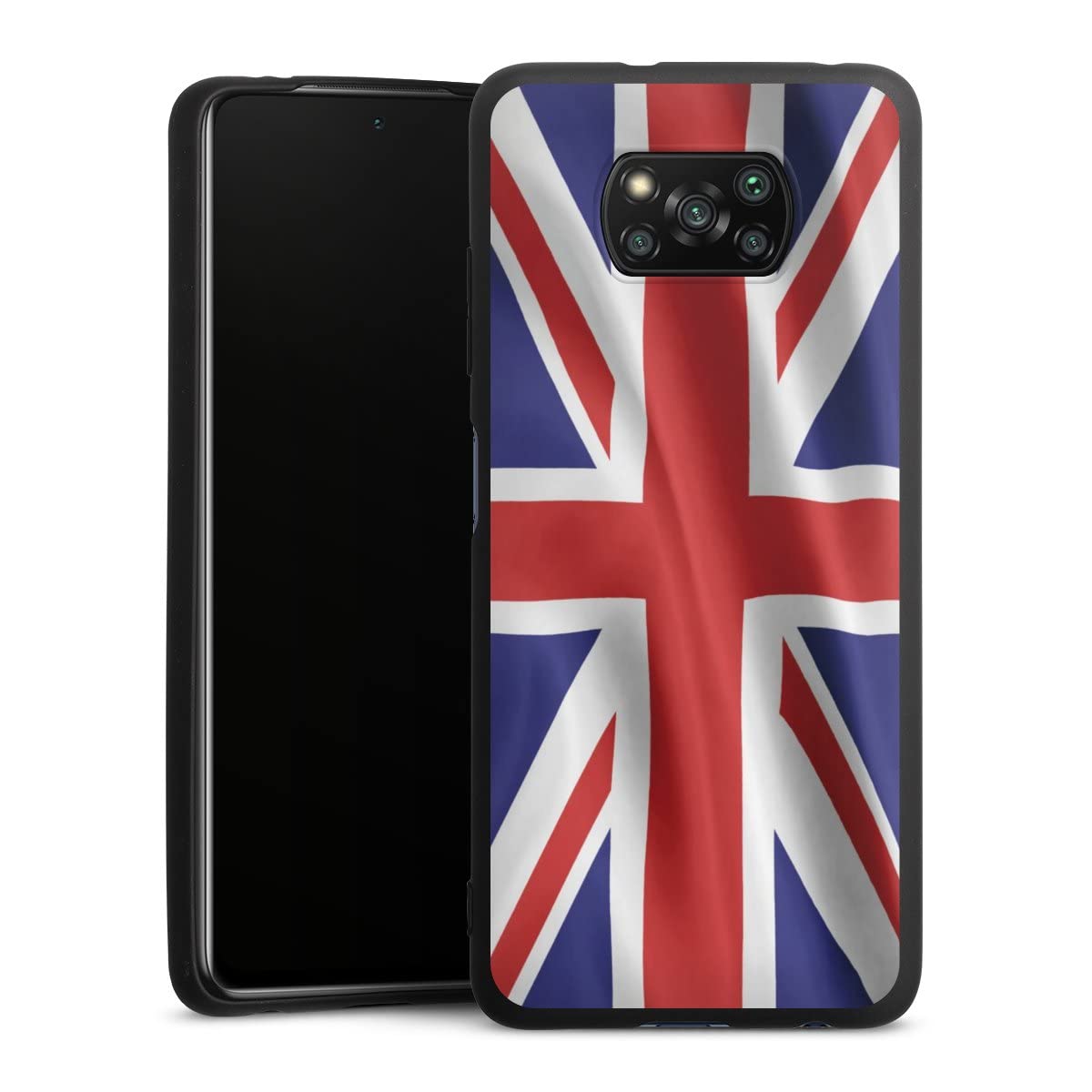Coque Poco X3 NFC silicone DeinDesign idéale pour le quotidien style drapeau anglais