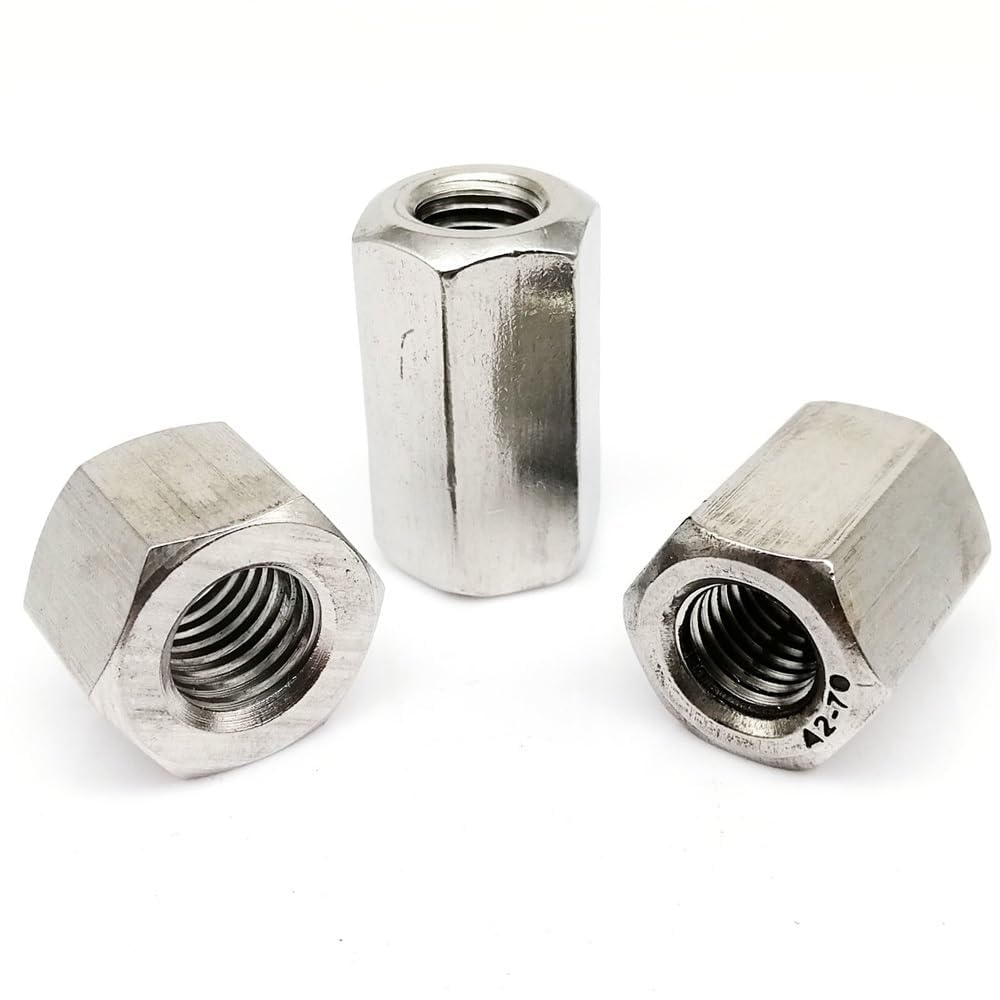 Coupling Nuts,Coupling Nut, 3pcs Hexagon Extend Long Lengthened Rod, Connector Joint Sleeve Tubular Coupling Nut M3~M24, 304 A2 Stainless Steel Nut(M24x36x72mm)