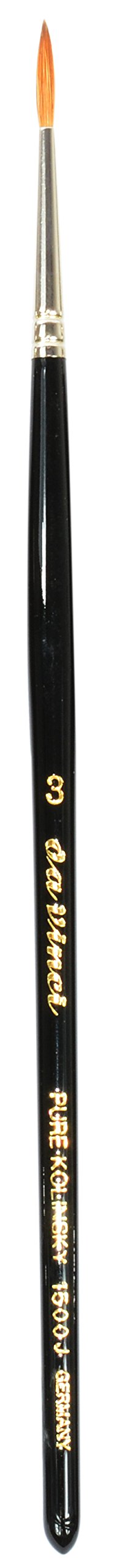 da Vinci Watercolor Series 1500J Paint Brush, Round Kolinsky Red Sable with Black Handle, Size 3